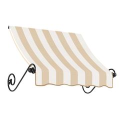 Awntech 4.375 ft Charleston Fixed Awning Acrylic Fabric, Linen/White Stripe