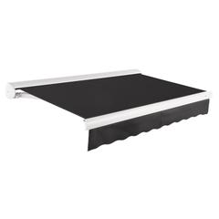 8' x 6.5' Full Cassette Manual Patio Retractable Awning Acrylic Fabric, Black
