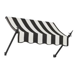 Awntech 4.375 ft New Orleans Fixed Awning Acrylic Fabric, Black/White Stripe