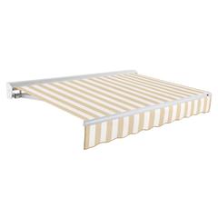 24' x 10' Destin Manual Patio Retractable Awning, Linen/White Stripe