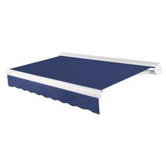 24' x 10' Full Cassette Left Motor Left Motorized Patio Retractable Awning, Navy