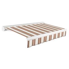 Full Cassette Manual Patio Retractable Awning, Brown/Tan/Terracotta Multi