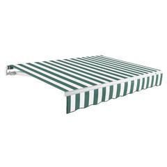 24' x 10' Maui Right Motorized Patio Retractable Awning, Forest/White Stripe