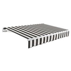 24' x 10' Maui Right Motorized Patio Retractable Awning, Black/White Stripe