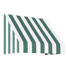 Awntech 3.375 ft New Yorker Fixed Awning Acrylic Fabric, Forest/White Stripe