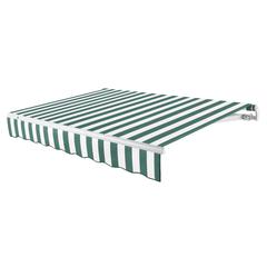 8' x 6.5' Maui Left Motorized Patio Retractable Awning, Forest/White Stripe