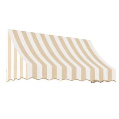 Awntech 6.375 ft Nantucket Fixed Awning Acrylic Fabric, Linen/White Stripe