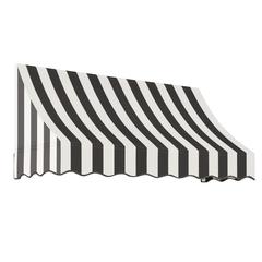 Awntech 10.375 ft Nantucket Fixed Awning Acrylic Fabric, Black/White Stripe