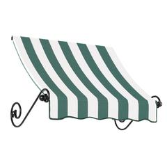 Awntech 3.375 ft Charleston Fixed Awning Acrylic Fabric, Forest/White Stripe