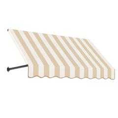 Awntech 10.375 ft Dallas Retro Fixed Awning Acrylic Fabric, Linen/White Stripe