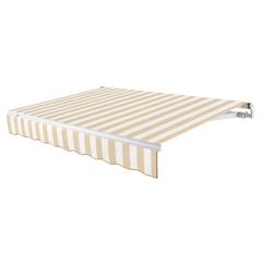 10' x 8' Maui Left Motorized Patio Retractable Awning, Linen/White Stripe