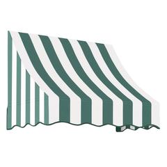 Awntech 3.375 ft Nantucket Fixed Awning Acrylic Fabric, Forest/White Stripe