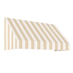 Awntech 10.375 ft New Yorker Fixed Awning Acrylic Fabric, Linen/White Stripe