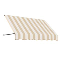 Awntech 10.375 ft Santa Fe Fixed Awning Acrylic Fabric, Linen/White Stripe