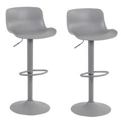 AmeriHome Adjustable Height Solid Color Monochromatic Bar Stool Set- Gray