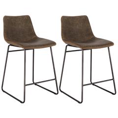 AmeriHome Classic Faux Leather 24 inch Counter Height Chair Set - Coffee