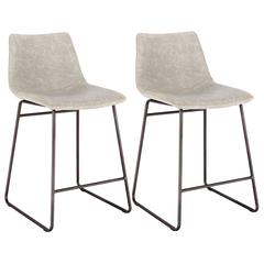 AmeriHome Classic Faux Leather 24 inch Counter Height Chair Set - Stone