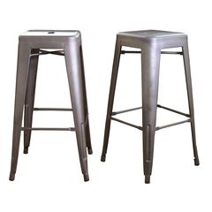 AmeriHome Loft Gun Metal 30 inch Metal Bar Stool - 2 Piece