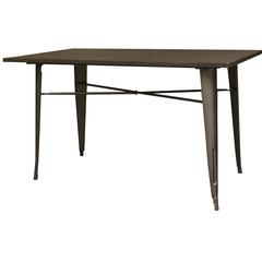 AmeriHome Loft Rustic Gunmetal Metal Dining Table with Wood Top