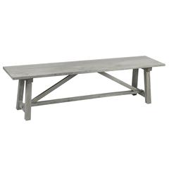 AmeriHome Trestle Farm House Mango Wood 53 in. Bench - Grey
