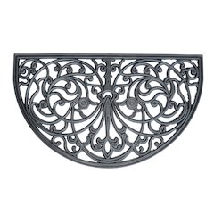 Arc Shape Decorative Scrollwork Rubber Entry Mat 18 in. x 30 in. 2 Piece Set