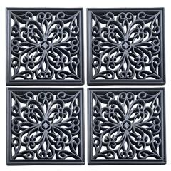 4 Piece 12 inch Square Rubber Scrollwork Step Mat Set