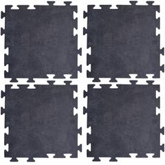 Smooth Interlocking Square Rubber Tile Mats - 4 Pack