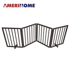 72 inch Freestanding 4-Panel Folding Wood Pet Gate - Brown
