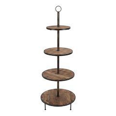 Four Tiered Recycled Wood And Metal Display Tower