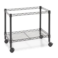 One-Tier File Cart for Side-to-Side Filing, Metal, 1 Shelf, 1 Bin, 24" x 14" x 21", Black