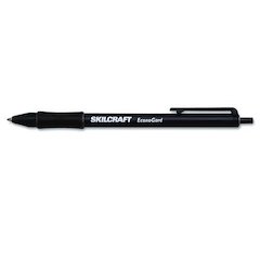 7520015425943, SKILCRAFT EconoGard Ballpoint Pen, Retractable, Medium 1 mm, Black Ink, Black Barrel, Dozen