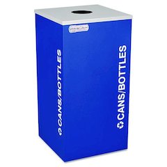 Kaleidoscope Collection Bottle/Can Recycling Receptacle, 24 gal, Steel, Royal Blue