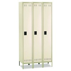 Single-Tier, Three-Column Locker, 36w x 18d x 78h, Two-Tone Tan