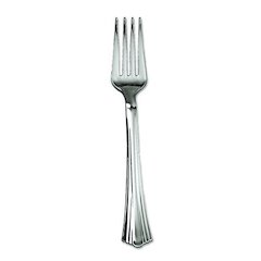 Heavyweight Plastic Forks, Reflections Design, Silver, 600/Carton