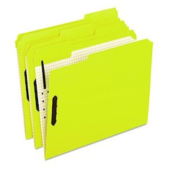 Colored Classification Folders, 1/3-Cut Tab: Assorted, 2 Embossed Fasteners, Letter Size, Yellow, 50/Box