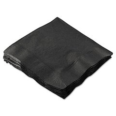 Embossed Beverage Napkins, 2-Ply, 9.5 x 9.5, Black, 1,000/Carton