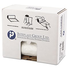 Low-Density Commercial Can Liners, 45 gal, 0.7 mil, 40" x 46", White, Interleaved Roll, 25 Bags/Roll, 4 Rolls/Carton