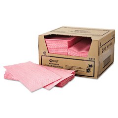 Wet Wipes, Stripe Design, 11.5 x 24, White/Pink, 200/Carton
