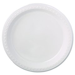 Heavyweight Plastic Plates, 9" dia, White, 125/Pack, 4 Packs/Carton