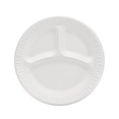 Concorde Foam Plate, 3-Compartment Plate, 9" dia, White, 125/Pack, 4 Packs/Carton