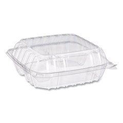 ClearSeal Hinged-Lid Plastic Containers, 8.25 x 8.25 x 3, Clear, Plastic, 125/Pack, 2 Packs/Carton
