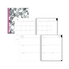 Analeis Create-Your-Own Cover Weekly/Monthly Planner, Floral, 11 x 8.5, White/Black/Coral, 12-Month (July to June): 2025-2026