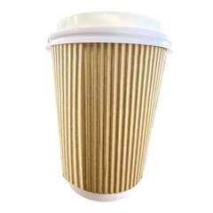 Ripple Hot Cups, 12 oz, Paper, Kraft/White, 500/Carton