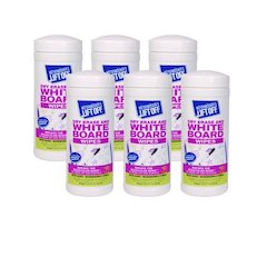 Dry Erase Board Cleaner Wipes, Cloth, 7 x 12, 40/Canister, 6 Canisters/Carton