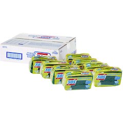 Heavy Duty Scrubber Sponge, 2.5 x 4.5, 0.9" Thick, Yellow/Green, 3/Pack, 8 Packs/Carton