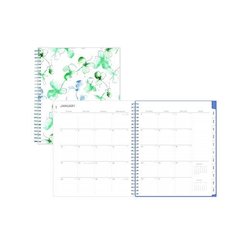 Lindley Monthly Planner, Floral Artwork, 10 x 8, White/Blue/Green Cover, 12-Month (Jan to Dec): 2026