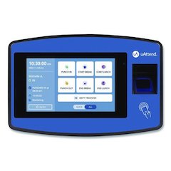 Biometric Fingerprint Touch Tablet Time Clock System, Unlimited Employees, Black/Blue