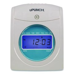 Digital Auto-Align Punch Time Clock Bundle, Digital Display, White