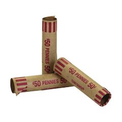 Crimped End Coin Wrappers, Pennies, Red, 1,000/Pack