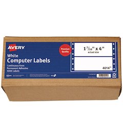 Dot Matrix Printer Mailing Labels, Pin-Fed Printers, 1.44 x 4, White, 5,000/Box